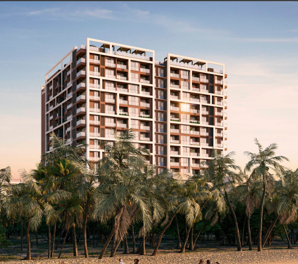 Horizon by Swami India — sea-view towers behind palms on Bijilo beach